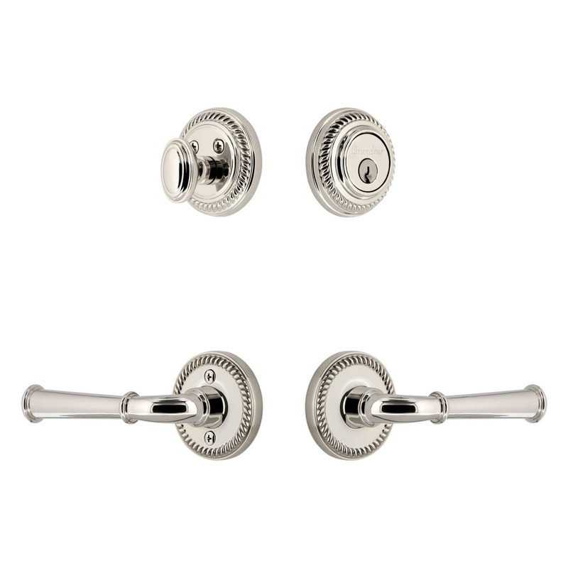 Newport Rosette Entry Set with Georgetown Lever in Polished Nickel