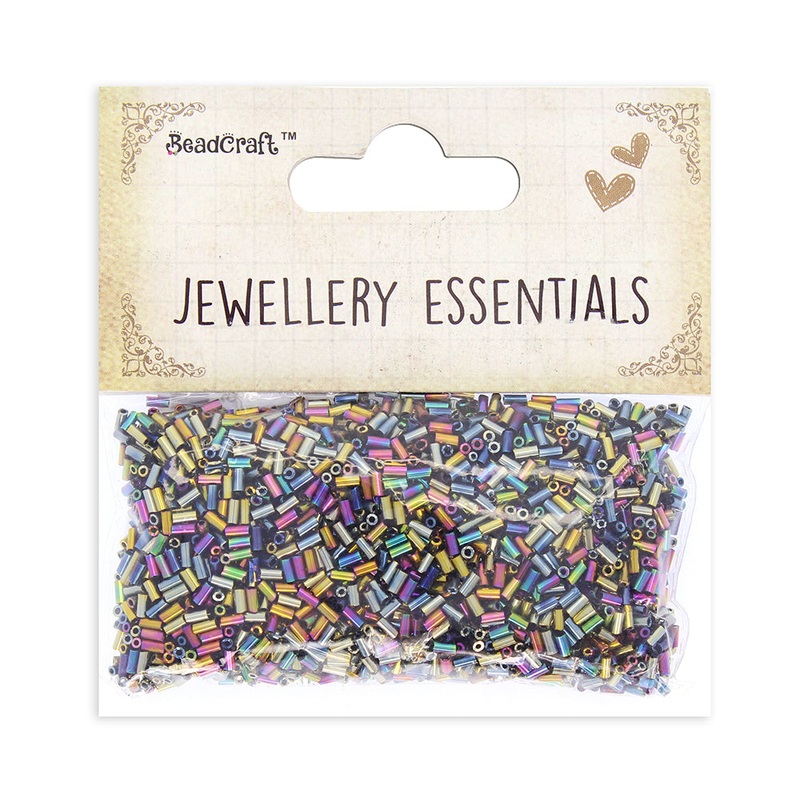 Bugle Beads Rainbow Mix 3Mm 30Gm