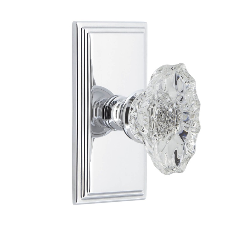 Carr Short Plate with Biarritz Crystal Knob in Bright Chrome