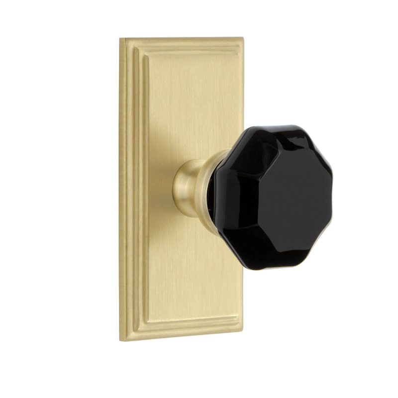 Carr Short Plate with Lyon Knob in Satin Brass