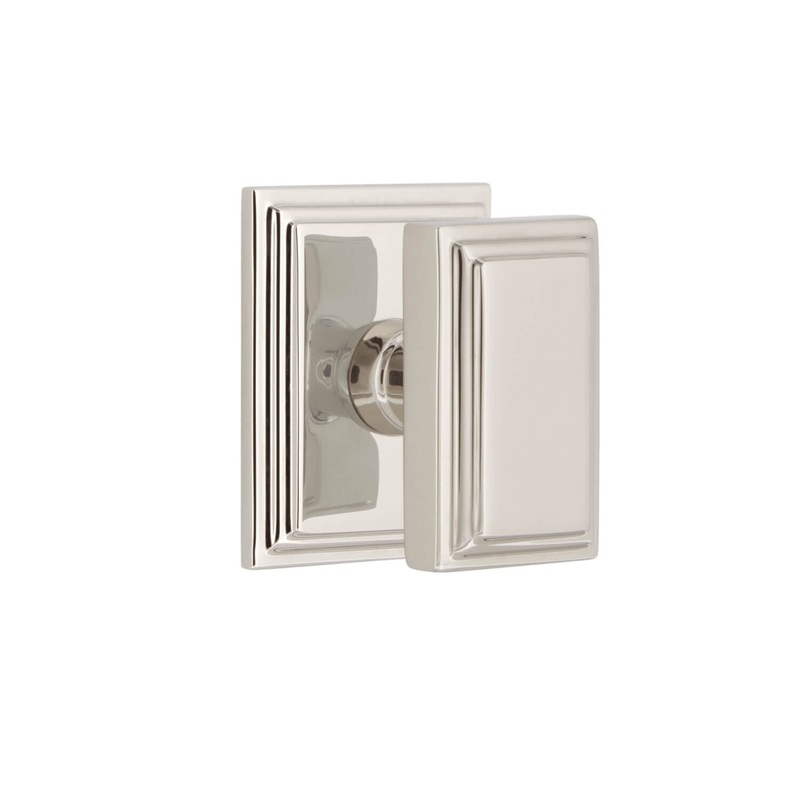 Carr Square Rosette with Carr Knob in Polished Nickel