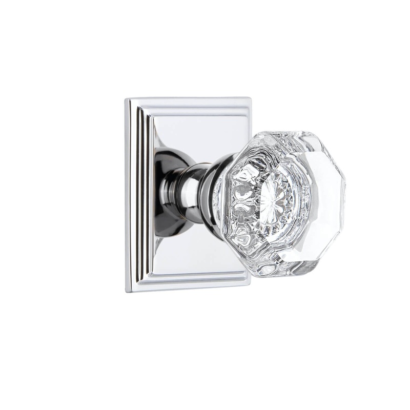 Carr Square Rosette with Chambord Crystal Knob in Bright Chrome