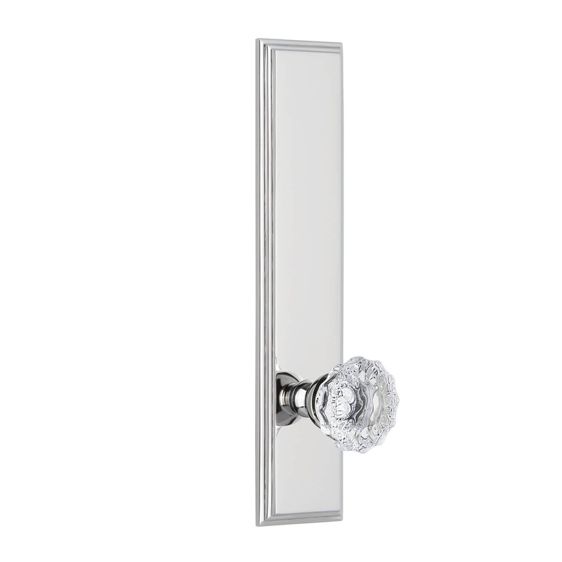 Carr Tall Plate with Fontainebleau Crystal Knob in Bright Chrome