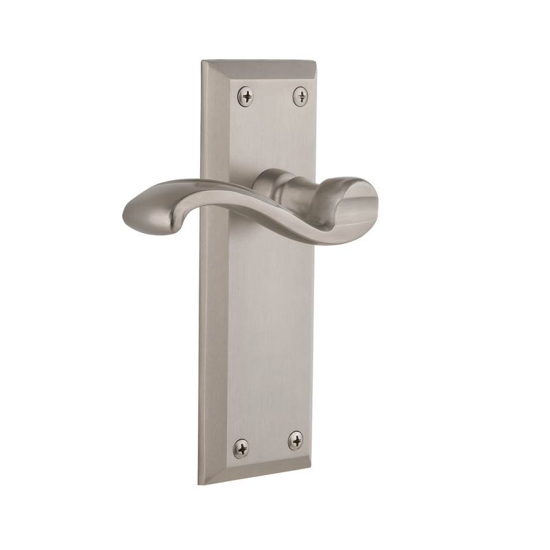 Fifth Avenue Long Plate with Portofino Lever in Satin Nickel