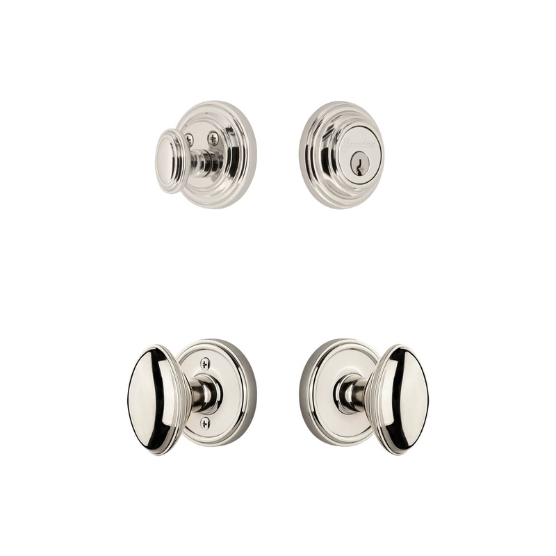 Georgetown Rosette Entry Set with Eden Prairie Knob in Polished Nickel