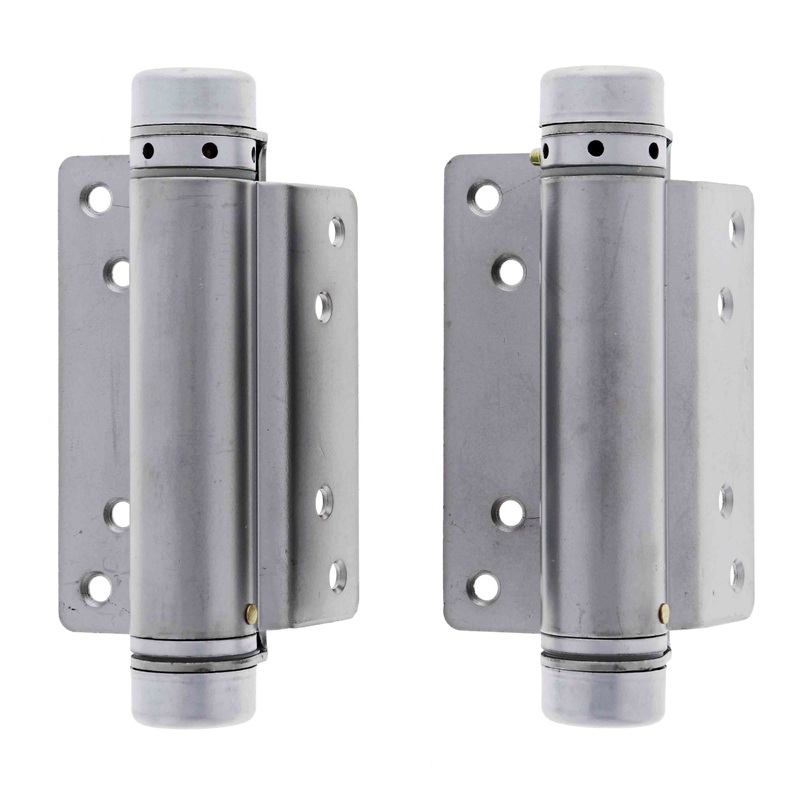 Lenlok Single Action, 100MM Hold Open Spring Hinge, Pair, Satin Chrome Plate