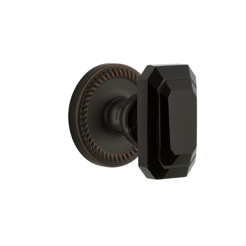 Newport Rosette with Baguette Black Crystal Knob in Timeless Bronze