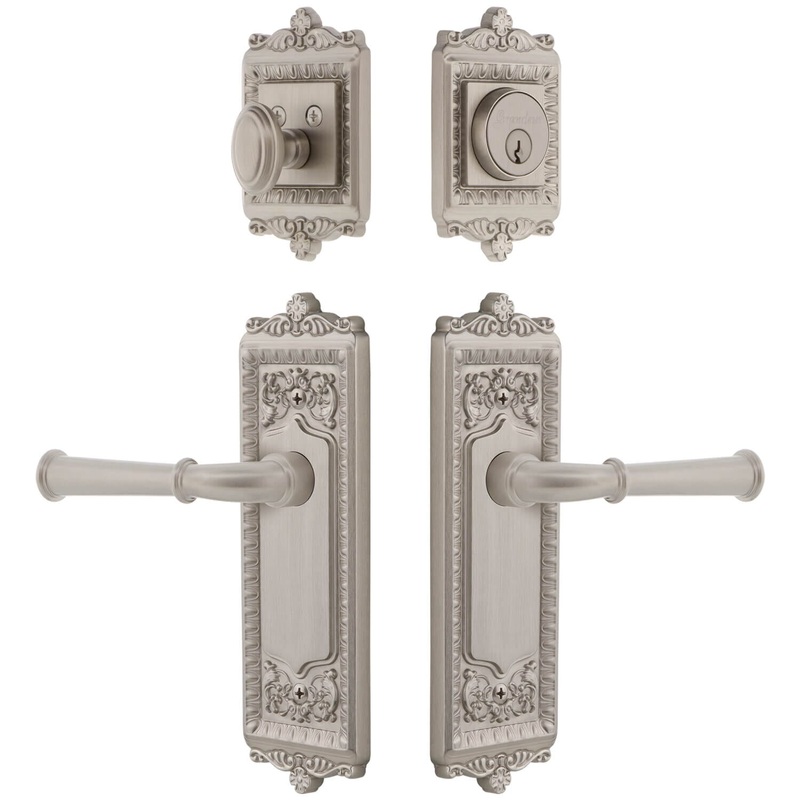 Windsor Long Plate Entry Set with Georgetown Lever in Satin Nickel