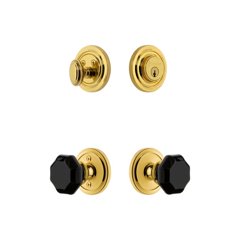 Circulaire Rosette Entry Set with Lyon Knob in Lifetime Brass