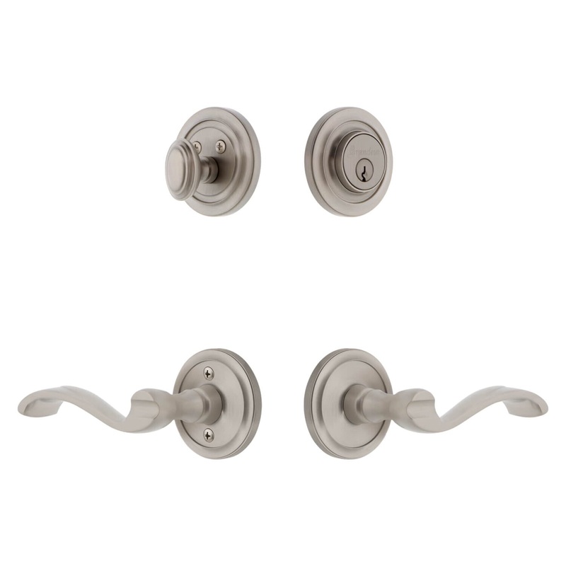 Circulaire Rosette Entry Set with Portofino Lever in Satin Nickel