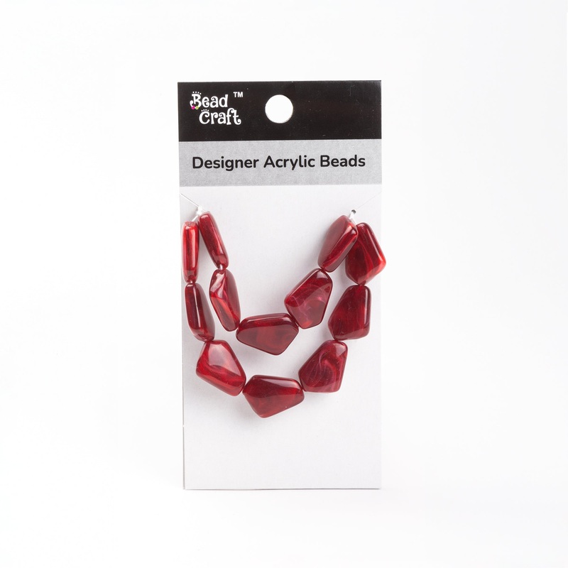 Designer Acrylic Beads Red Marble Approx 25gm 1 String (Big)