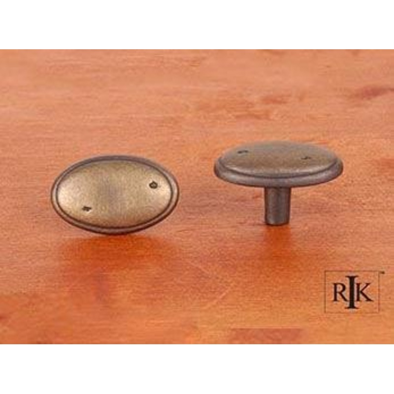Distressed Oval Knob with Ring Edge 1 5/8 (41mm) – Antique English