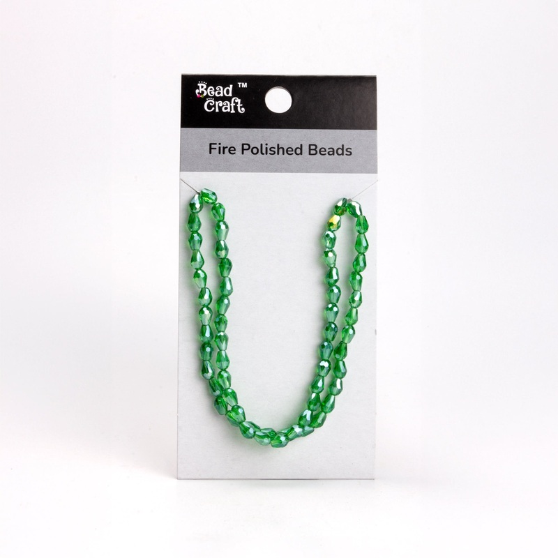 Fire Polished Beads Emerald Rainbow 6/8mm 1 String