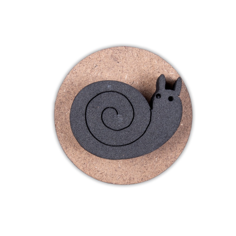Foam Stamp Snail 4 x 3cm x 10mm Thick (MDF Base 5.5mm thick round 5cm dia) 1pc