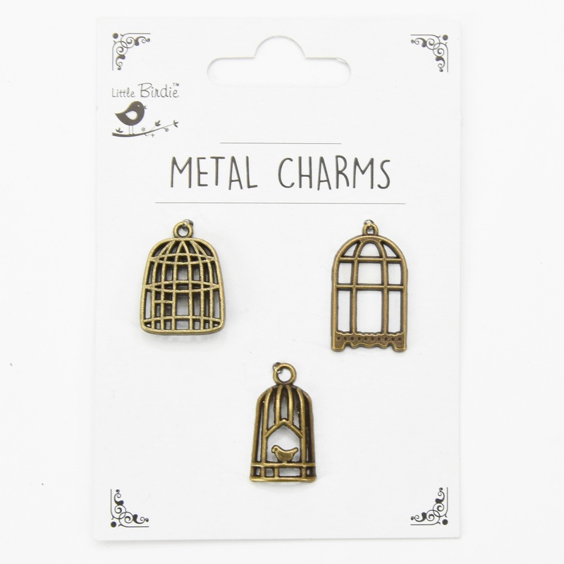 Metal Charms Bird Cage Pcs 3Pcs Pbci Ib