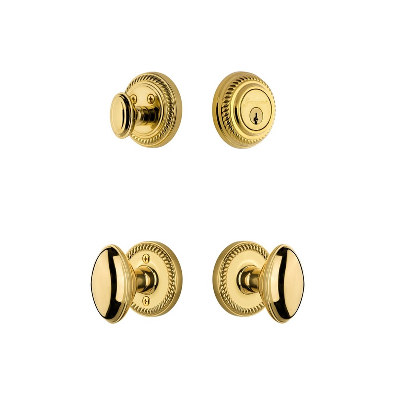 Newport Rosette Entry Set with Eden Prairie Knob in Lifetime Brass