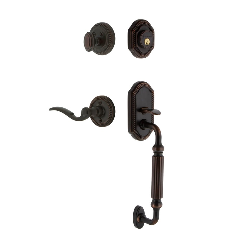 Newport Rosette F Grip Entry Set Bellagio Lever in Timeless Bronze