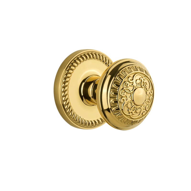 Newport Rosette with Windsor Knob in Lifetime Brass