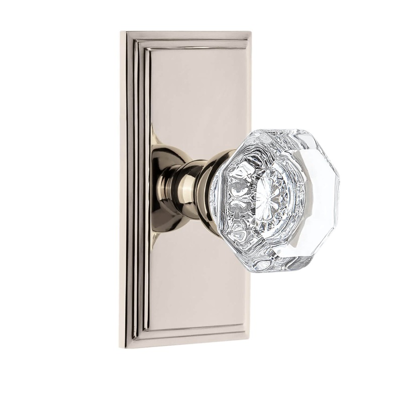 Carr Short Plate with Chambord Crystal Knob in Polished Nickel
