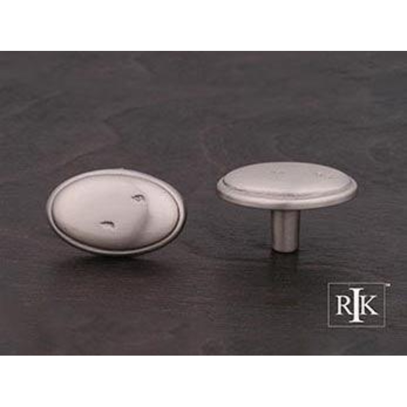 Distressed Oval Knob with Ring Edge 1 5/8 (41mm) – Pewter