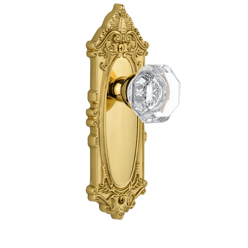 Grande Victorian Long Plate with Chambord Crystal Knob in Lifetime Brass