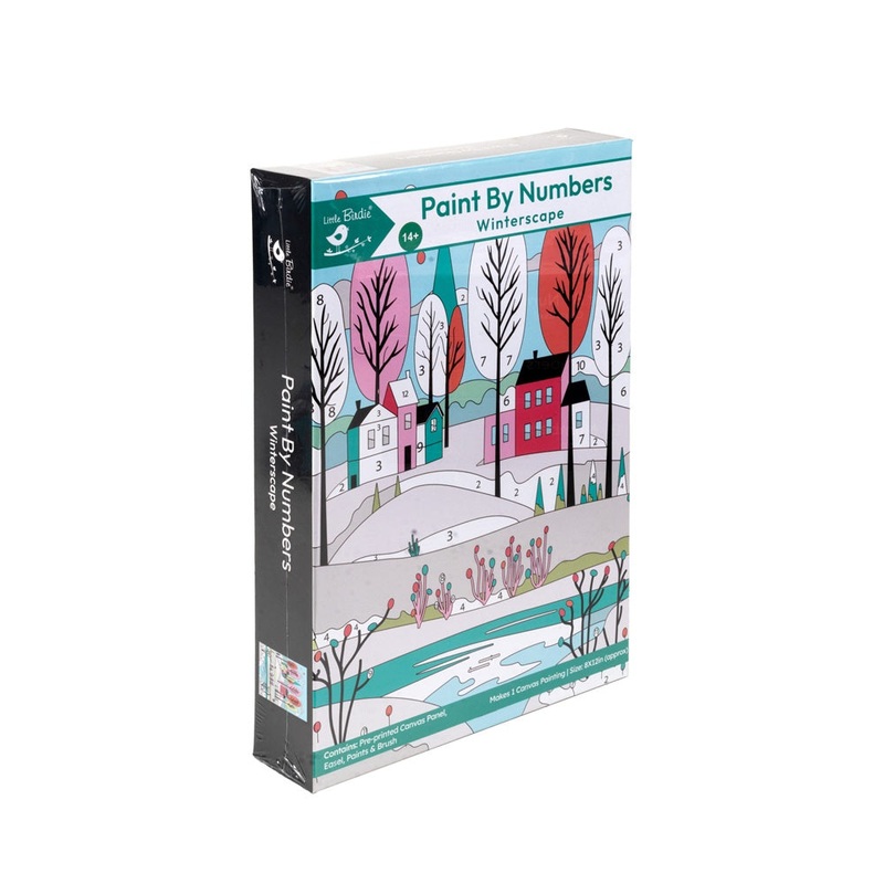 Paint By Numbers – Winterscape, Canvas L8in X W12in, Easel L24in X W20.5cm (approx)