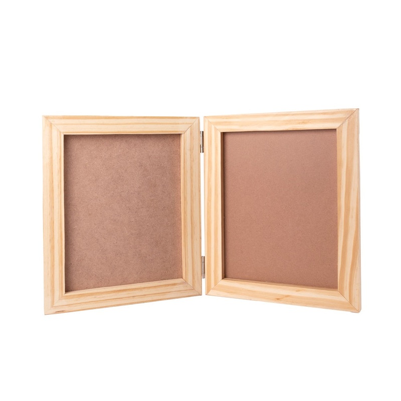 Pinewood Dual Picture Frame with Hinge,  Approx. L16.14in x H10in x D0.59in, 1pc