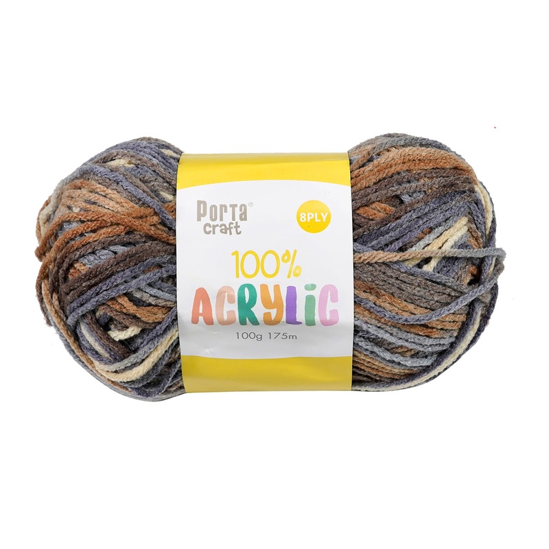 Porta Craft Acrylic Yarn 100% 100Gm 189M 8Ply Multi Hilo
