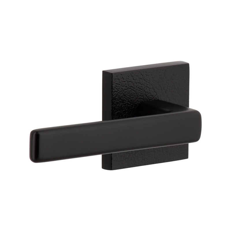 Quadrato Leather Rosette with Lusso Lever in Satin Black