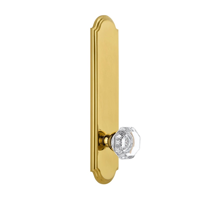 Arc Tall Plate with Chambord Crystal Knob in Lifetime Brass