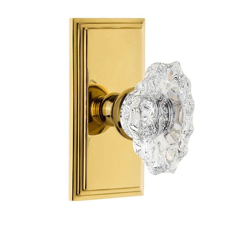 Carr Short Plate with Biarritz Crystal Knob in Lifetime Brass