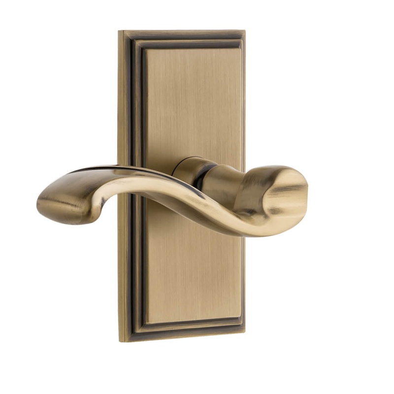 Carr Short Plate with Portofino Lever in Vintage Brass