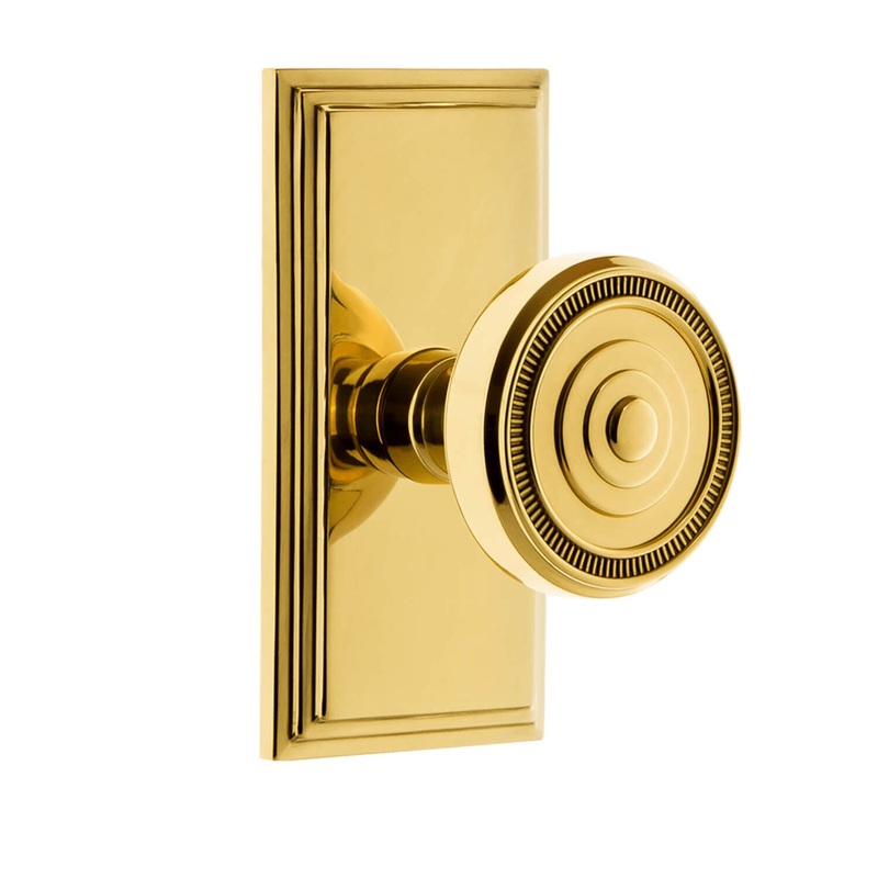 Carr Short Plate with Soleil Knob in Polished Brass