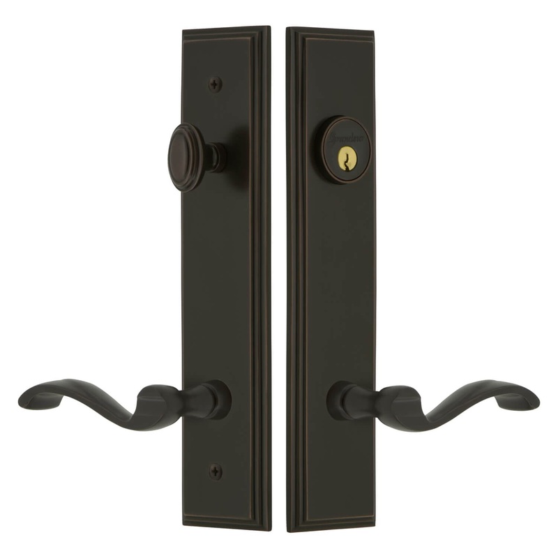 Carr Tall Plate Entry Set with Portofino Lever in Timeless Bronze