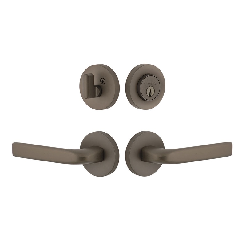 Circolo Rosette Entry Set with Bella Lever in Titanium Gray