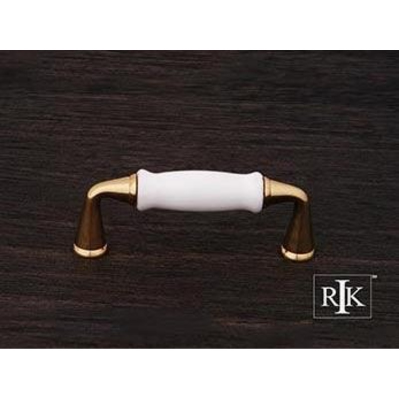 Porcelain Middle Pull 3 – Polished Brass & White