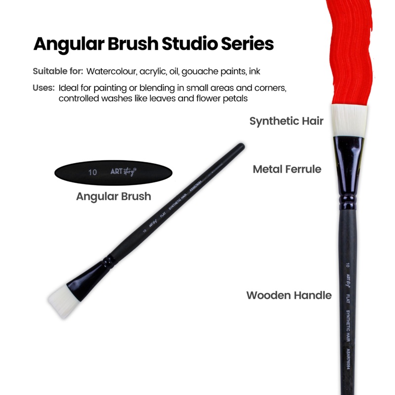 Pro Oil Brush Flat Synthetic Hair Size 10 Handle Length 165mm 1pc