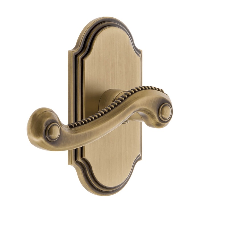 Arc Short Plate with Newport Lever in Vintage Brass