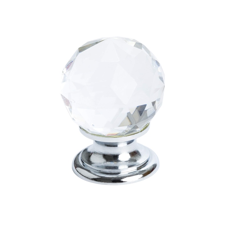 Berenson 1 5/8 inch Europa Faceted Crystal Polished Chrome Knob