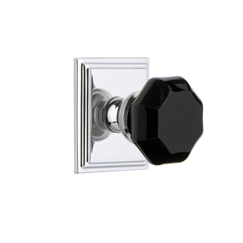 Carr Square Rosette with Lyon Knob in Bright Chrome