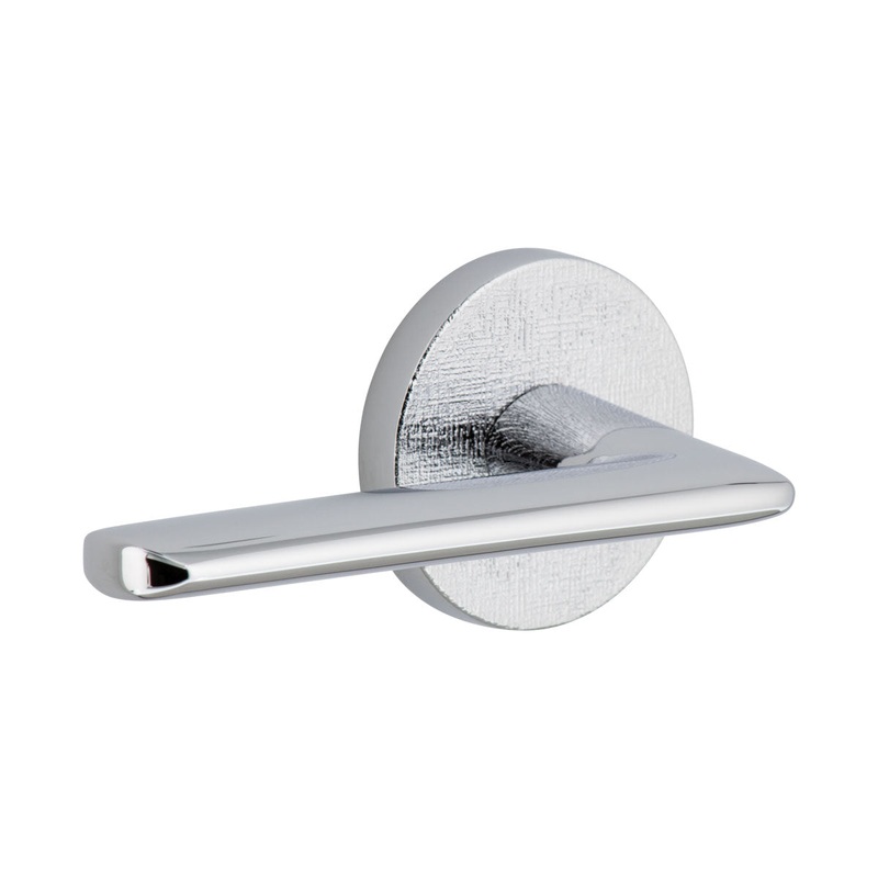 Circolo Linen Rosette with Brezza Lever in Bright Chrome