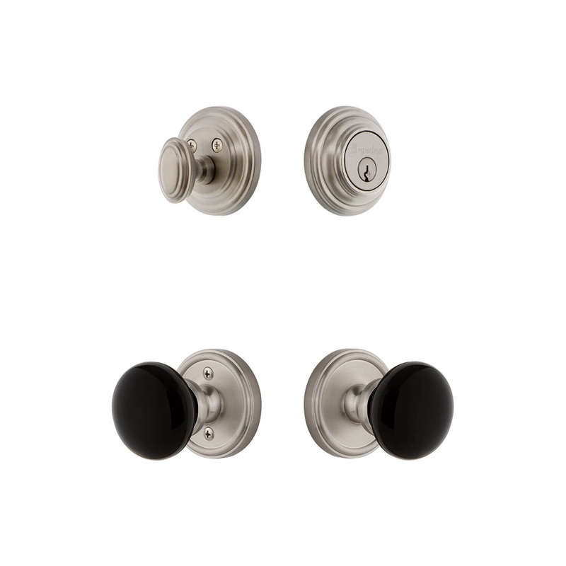 Georgetown Rosette Entry Set with Coventry Knob in Satin Nickel