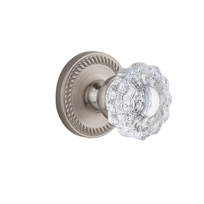 Newport Rosette with Versailles Crystal Knob in Satin Nickel