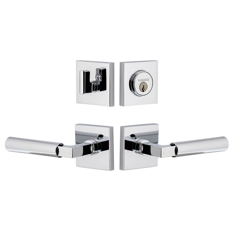 Quadrato Rosette Entry Set with Contempo Lever in Bright Chrome