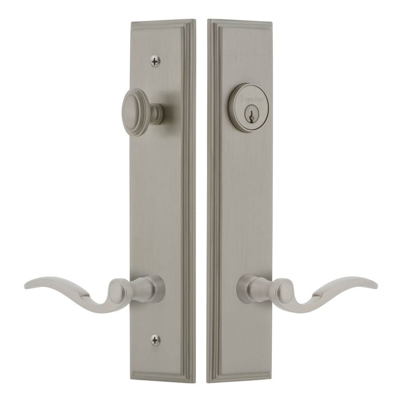 Carr Tall Plate Entry Set with Bellagio Lever in Satin Nickel