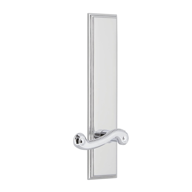 Carr Tall Plate with Newport Lever in Bright Chrome