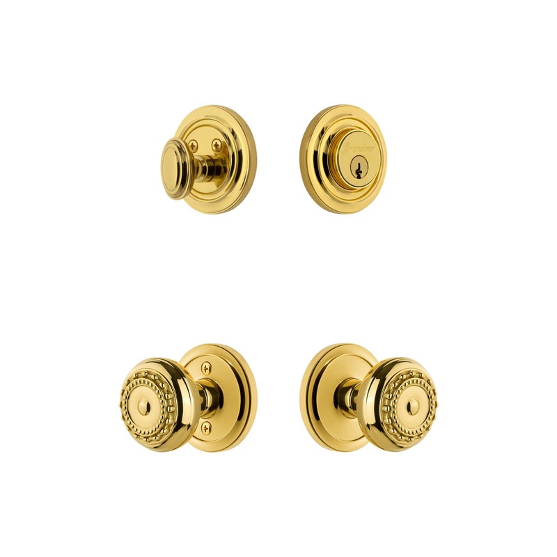 Circulaire Rosette Entry Set with Parthenon Knob in Lifetime Brass
