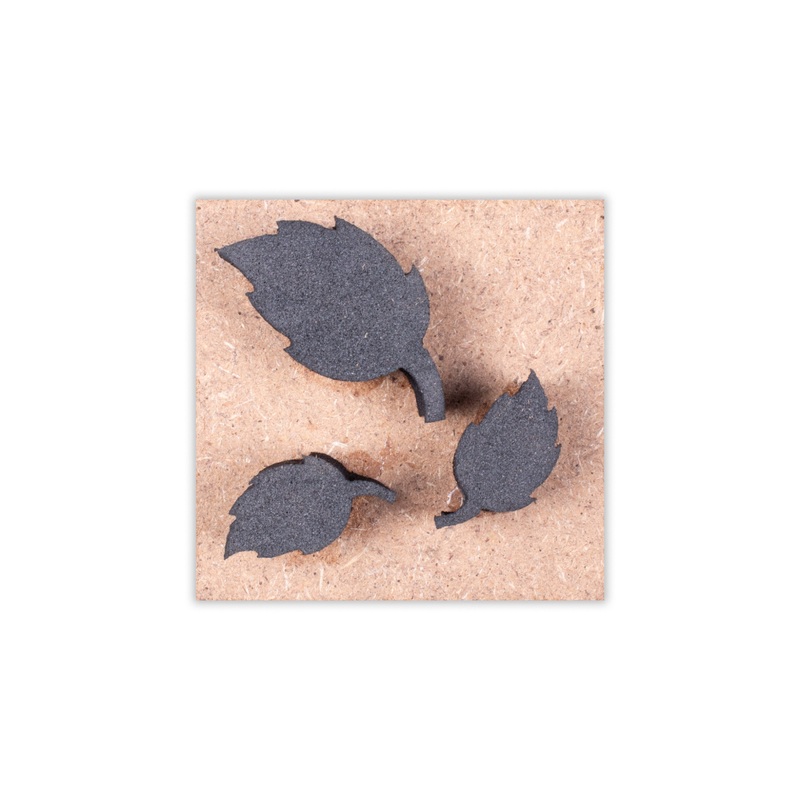 Foam Stamp Leaf Collection (3 leaves) Big 1.8 x 3.4cm & small 1.2 x 2.1cm x 10mm Thick (MDF Base 5.5mm thick square 5x5cm ) 1pc