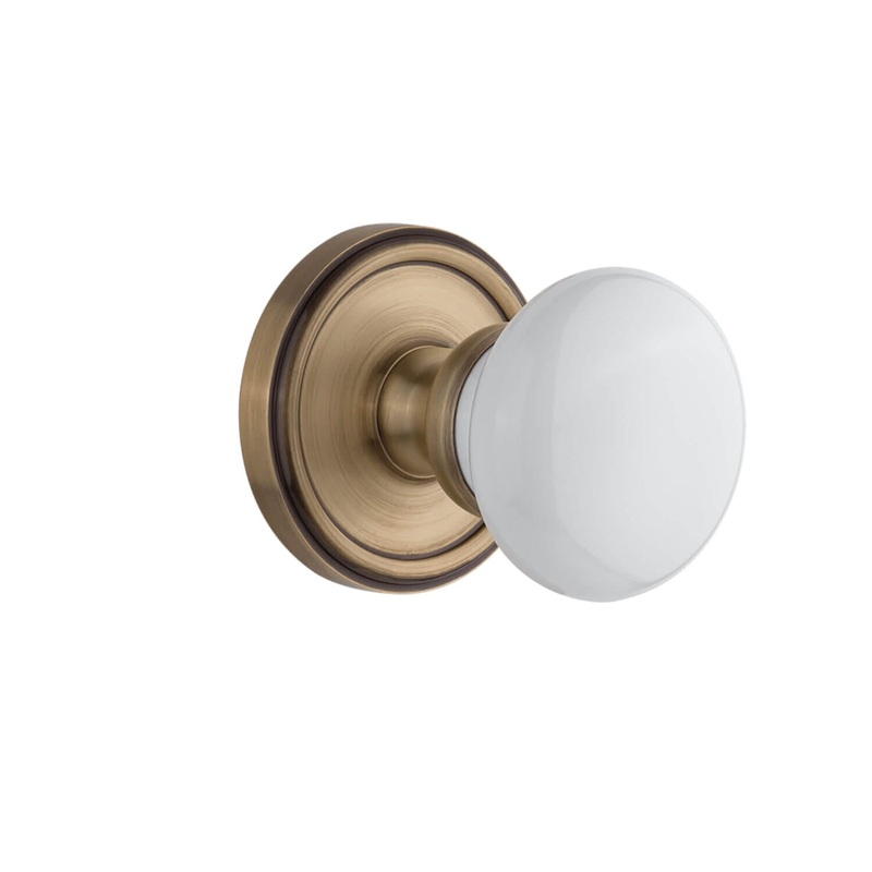 Georgetown Rosette with Hyde Park Knob in Vintage Brass