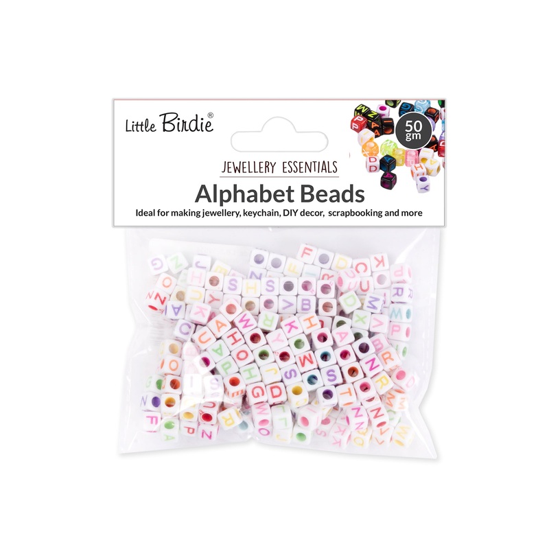 Jewellery Essentials Alphabet Beads White 50gm